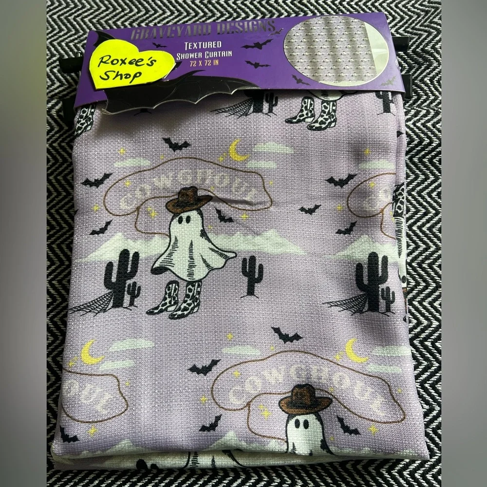 Halloween cowghoul ghost western fabric shower curtain